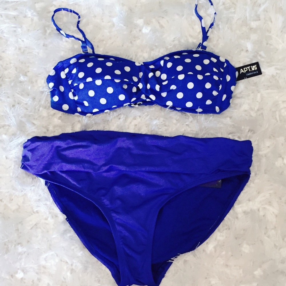 Apt 9 NWT Blue Polka Dot Medium Bikini - Picture 4 of 6